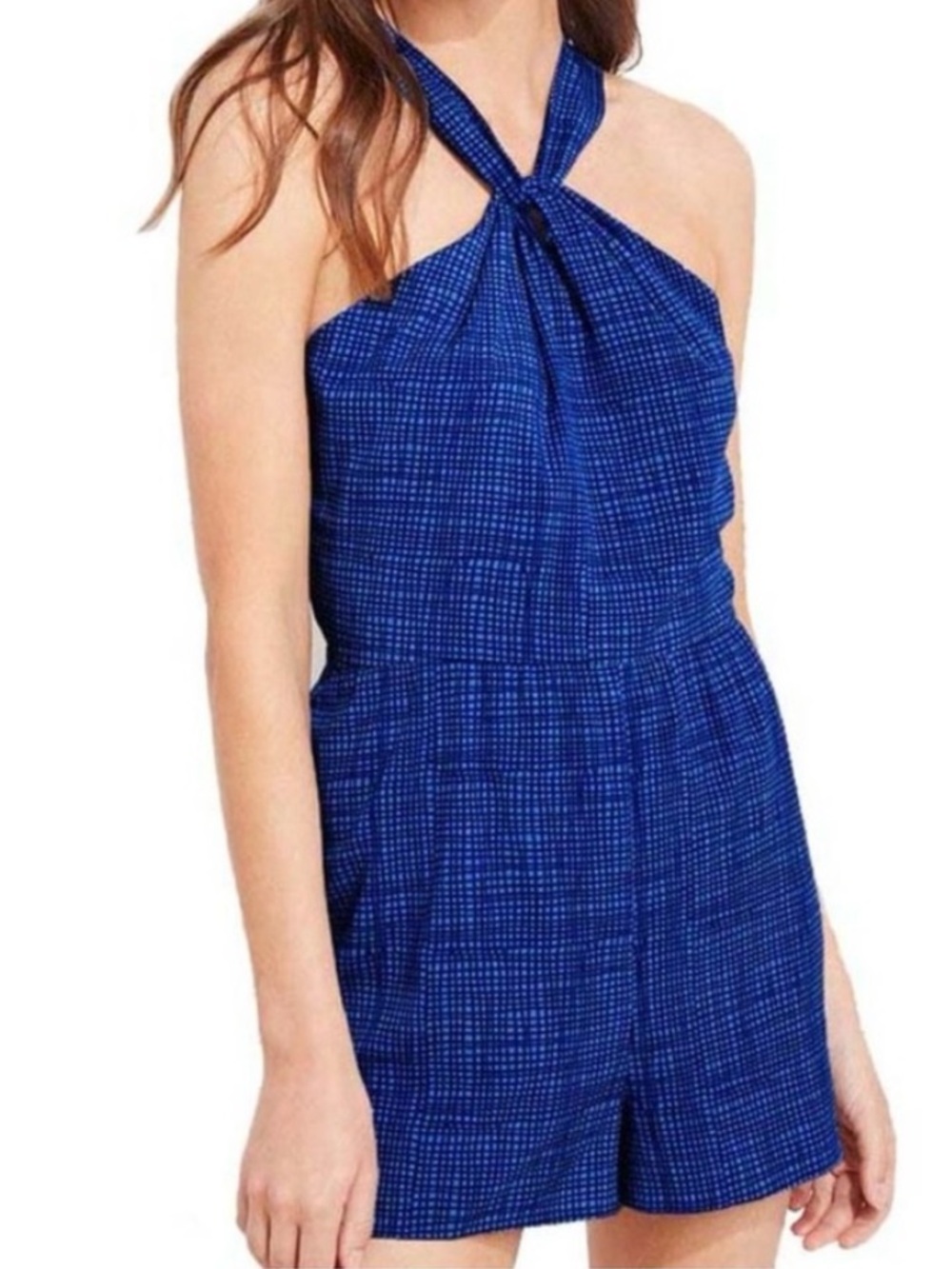 Vineyard Vines Basketweave Romper Womens 6 NWT Lined Blue